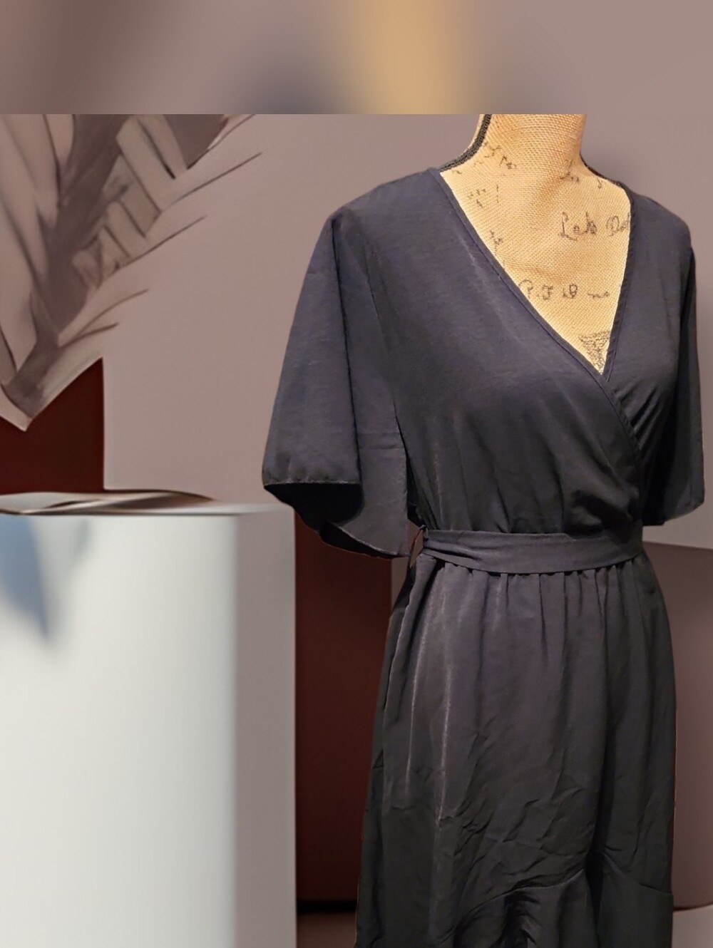 BloomChic Solid Tie Surplice Ruffle High-Low Dress - Picture 5 of 11